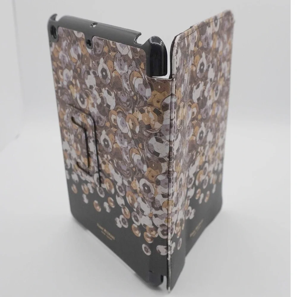 Isaac Mizrahi New York iPad Mini Folio Case Gold Silver Sequin Print Stand 34-14